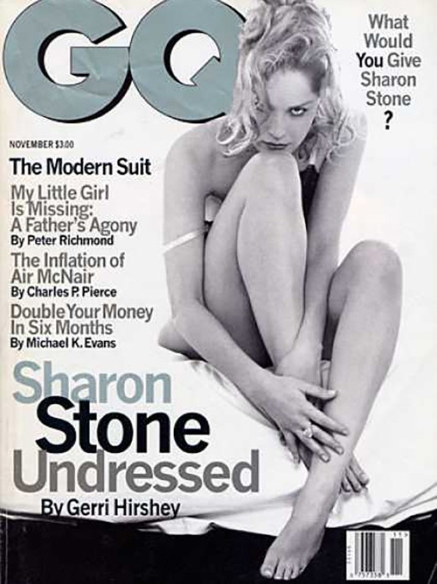 Шарън Стоун на корицата на италианското издание на GQ през 1995г.